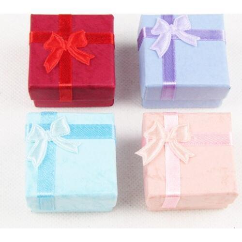 Wholesale 48Pcs Cardboard With Bow-knot Ring Display Box Jewelry Holder Case Gift Boxes Mixed Color
