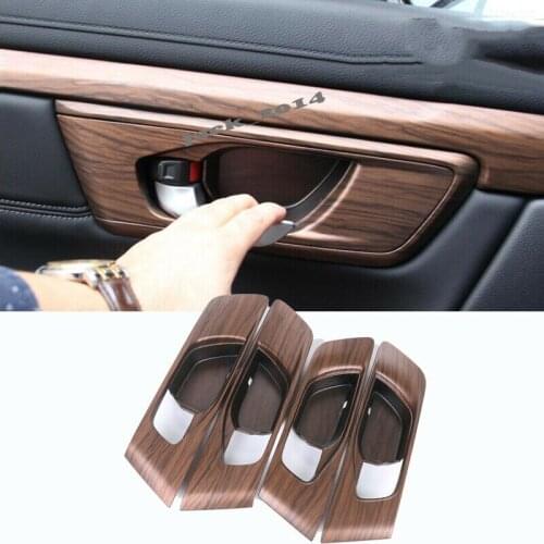Peach wood grain Inner Door Handle bowl Panel cover trim For Honda CRV 2017 2018 2019