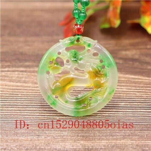 Natural Color A Emerald Jade Dragon Pendant Necklace Jadeite Jewellery Double-sided Carved Amulet Fashion Gifts for Women Men