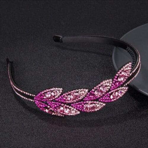 Simple Temperament Leaves Head Wear Luxury Headband for Women Rhinestone Non-slip Border Girl Hairpin Fancy Hair Accessorie Gift