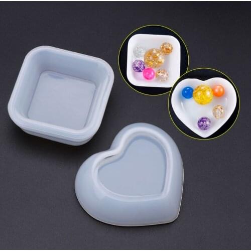 Silicone Mold Heart Square Molds DIY Jewelry Making Cake Decoration Crafts Disc Plate Epoxy Resin Decorative Geometric Charm