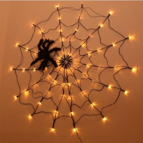 Halloween LED Light 8 Modes Adjustable Spider Web String Light Waterproof Atmosphere Lamp Outdoor Indoor Party Decoration