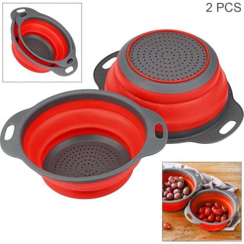 Telescopic Foldable Round Strainers Collapsible Colander Set Fruit Vegetable Basket for Home Fruit Cleaning / Kitchen Storage