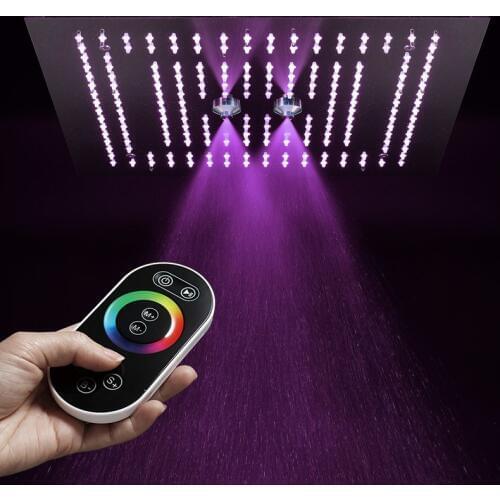 Bathroom 2 Function Led Shower Head 16 Inch Rainfall Bath Massage Showerhead Stainless Steel Ceiling Square Shower Panel Chrome