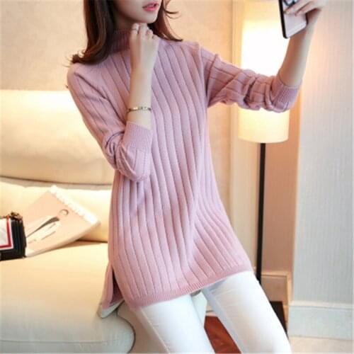 Korean New Fashion 2020 Women Autumn Winter Long Sweater Pullovers Dress Casual Warm Female Knitted Sweaters Pullover Lady Z2571