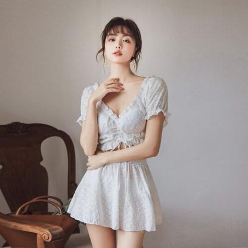 Two Piece Swimsuit For Women Hot Swimwear Plus Size Korea Cute Sexy Swim Suit Pieces Trendy Bikini Korean Skirt Fairy Fan Lace