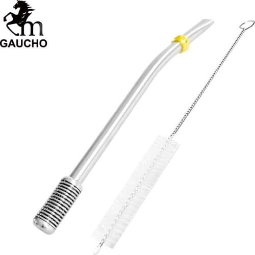 1 PC/Lot Gaucho Yerba Mate Bombilla With Double Removable Filter Straw Include Cleaning Brush Drinking Smooth Easy Use Hot Sale