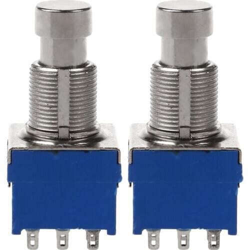 2Pcs Guitar Effect Switches 9-Pin 3Pdt Guitar Effects Pedal Box Stomp Foot Metal Switch True Bypass Blue