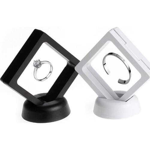 200PCS Black white Suspended Floating Display Case Jewellery Coins Gems Artefacts Stand Holder Box SN374