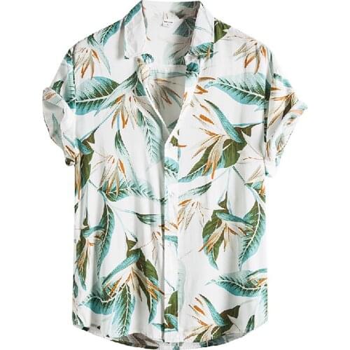 2021 Summer Casual Shirts For Men Cardigan Short Sleeve Hawaiian Beach Flower Print Shirt Men Dress Shirt camisas de hombre