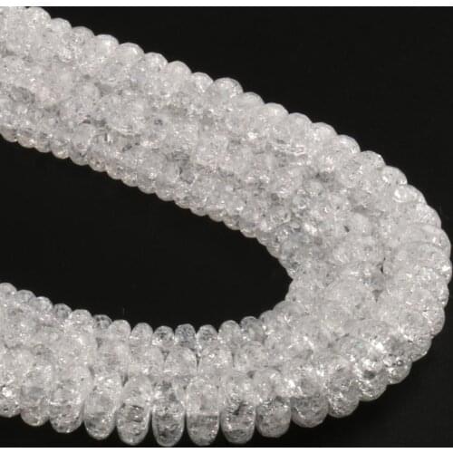 6 8 10mm White Snow Cracked Crystal Quartzs Rondelle Beads Flat Round Loose Spacer Beads for Jewelry Making DIY Charm Bracelets