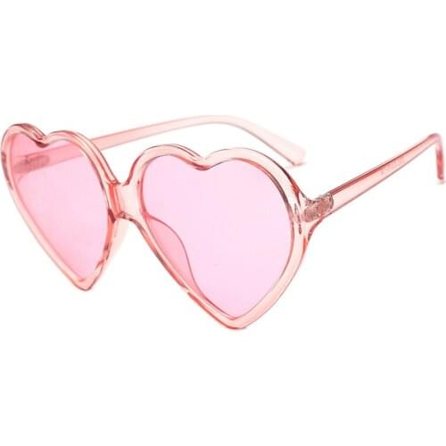 90S Vintage Glasses Fashion Large Women Lady Girls Oversized Heart Shaped Retro Sunglasses Cute Love Eyewear(Pink)