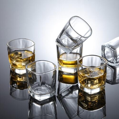 Glass whiskey glass six-pack wine glass square foreign wine glass white wine spirit glass heat-resistant water glass beer glass