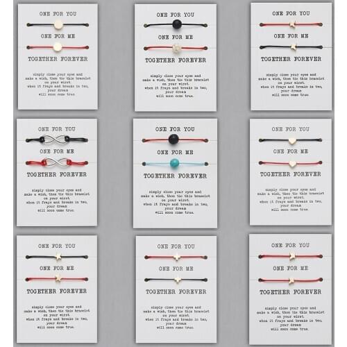 Friendship Bracelets Make A Wish Star Cross Charm Bracelets Adjustable Braided Couple Bracelets Women Men Jewelry Wish Card