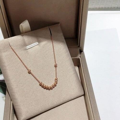 NYMPH Real 18K Gold Pendant Necklace Solid Gold Beads Pure AU750 Chopin Chain For Women Fine Jewelry Wedding Gift D509