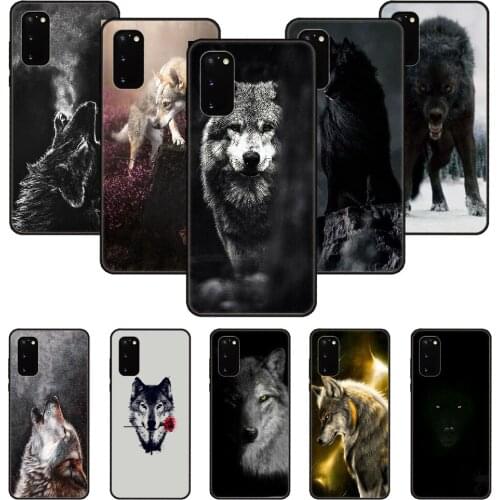 Phone Case For SamSung Galaxy S Note 10 20 7 6 9 8 Plus Edge E Ultra Lite Black Cover Etui Luxury Hoesjes Silicone Animal Wolf