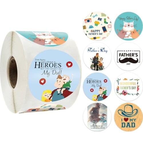 1.5'' Fathers Day Decorative Stickers Gift Box Bag Seal Labels Self-adhesive DIY Party Sticker Dads Birthday Gift Decor for Dad