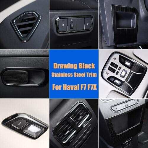 For Haval F7 F7X 2019 2020 Gear Panel Cup Frame Stainless Steel Decoration trims Interior Moulding Accessories