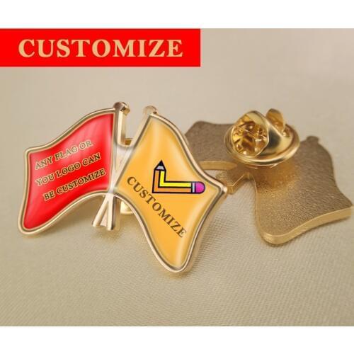 World Any Two Countries And Areas Crossed Double Friendship Flags Lapel Pins