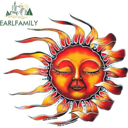 EARLFAMILY 13cm x 11.8cm Vinyl Hippie Window Car Celestial Sun Sticker Cool Laptop Decal Women Personality Car Stickers
