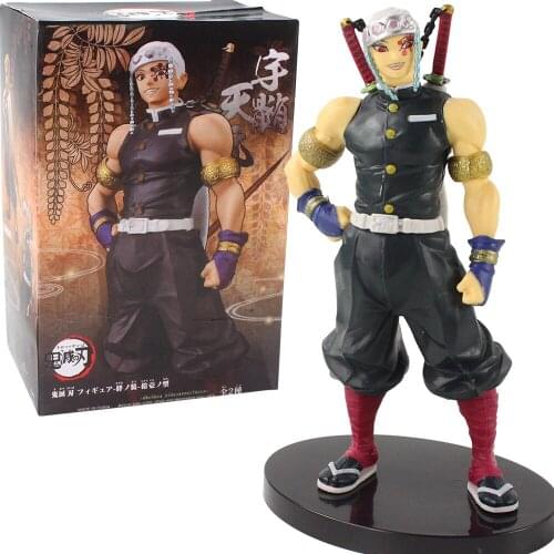 19cm Demon Slayer Anime Uzui Tengen Breath of Sound Post with Two Swords Action Figure Model Toy Kids Gift Decoration Brinquedos