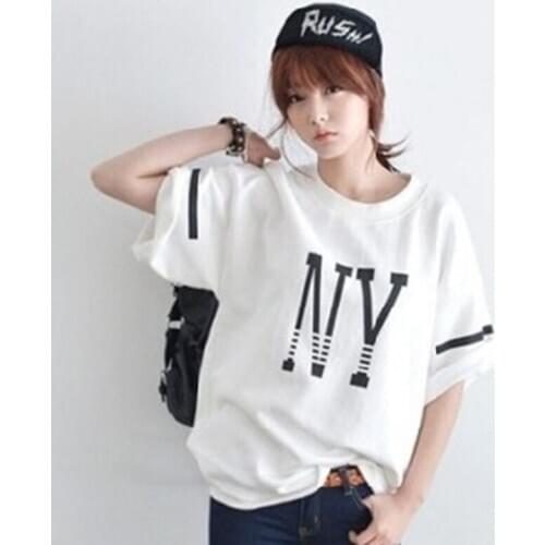 New T-Shirt Women Spring And Summer New Simple Personality Letter O-Neck Casual Tops Short-Sleeved T-Shirt Female Hot Sell 2019