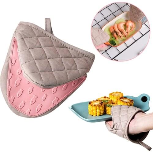 Baking Cotton Silicone Oven Gloves Heat Insulation Anti Scalding Non Slip Gloves Pot Bowl Holder Household Microwave Oven Tools