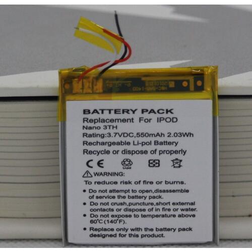 ISUNOO 10pcs/lot Nano Battery For Nano3 Battery Replacement 3.7V Li-ion Battery Replacement for iPod Nano 3 3rd Gen Battery
