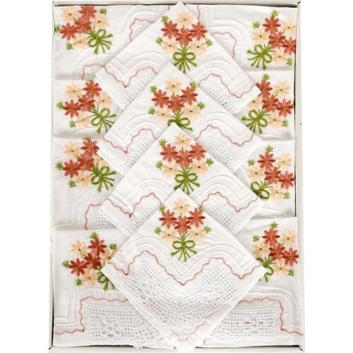 Dowries Hand Handwork Lace Kitchen Set Flowers Coffee Green