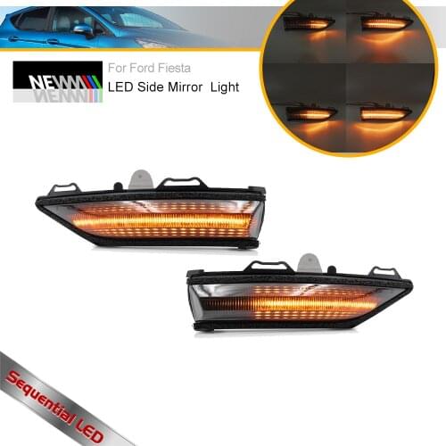 Smoked Lens Sequential Turn Signal Side Mirror Repeater Lamp for Ford Fiesta Mk8 B479 , Canbus Error Free Side Blinker Light