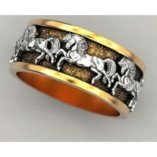 Hot-Selling Jewelry In Europe and America Pentium Mustang Surround Silver Ring