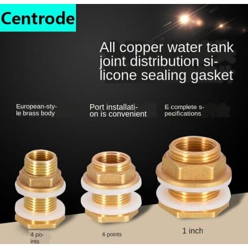 1/2 IN inside and outside wire connector copper 1 IN water tower pool fish tank bucket lengthened drainage interface accessories