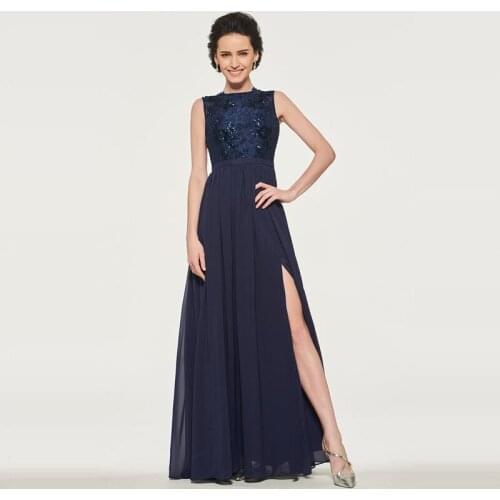 Fashion Mother of The Bride Dress Sleeveless A-line Chiffon Wedding Party Gowns Lace Beading Split Mother Dresses for Wedding