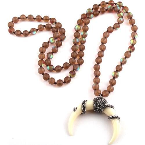 MOODPC Fashion Beautiful Shiny Crystal Long Knotted & Crystal Pave Moon Star Pendant Necklaces For Women Necklace