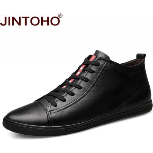 JINTOHO Big Size Men Shoes Fashion Winter Leather Ankle Boots Genuine Leather Mens Cowboy Boots Male Moccasin Boots 2016