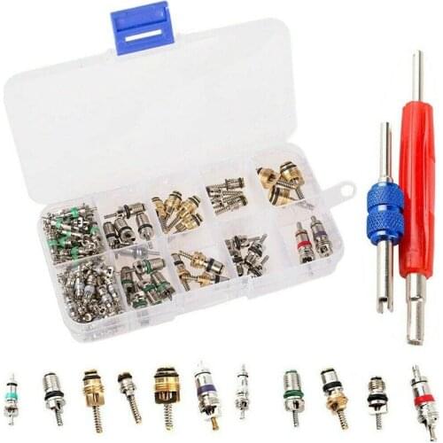 102pcs Car Air Conditioner Schrader Valve Core Remover Tools Kit Watertightness R12 & R134a A/C Durable In Use Corrosion