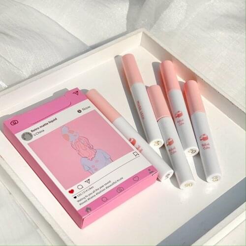 5PCS Lipstick Pen Set Lasting Matte Velvet Lip Gloss Waterproof Non-sticky Red Sexy Nude Lip-stick Lips Makeup Lip Tint Cosmetic