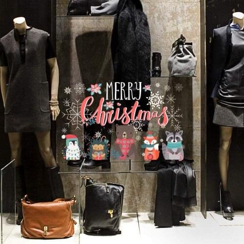 CRNT0051 window sticker Christmas 100% decoration for window shopping stores, without glue, repositionable and reusable at will
