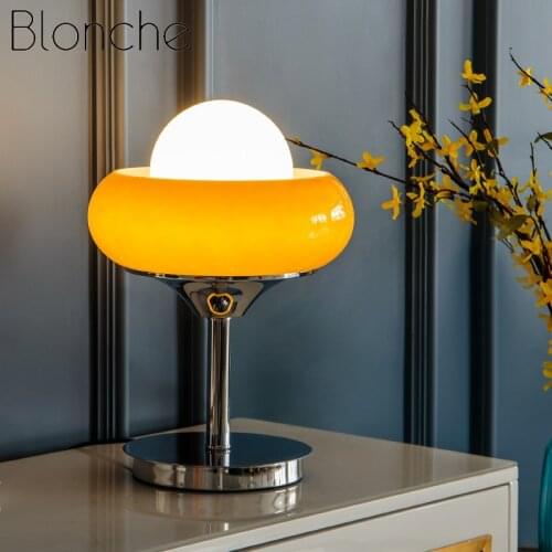 Nordic Design Space Age Table Lamp Modern Medieval Times Vintage Desk Lights for Living Room Bedside Lamp Yolk Glass Table Light