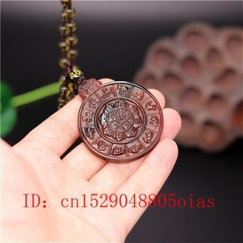 Natural Ice Color Obsidian Chinese Zodiac Pendant Beads Necklace Fashion Charm Jewellery Carved Lucky Amulet Gifts for Women Men