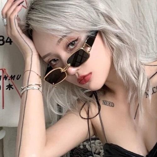 Vintage Square Sunglasses For Women Luxury Brand Designer Metal Sun Glasses Female Fashion Famous Brand Eyewear