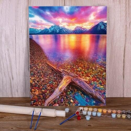 Landscape Scenery Paint By Numbers Package Acrylic Paints 40*50 Boards By Numbers Home Decoration For Handiwork