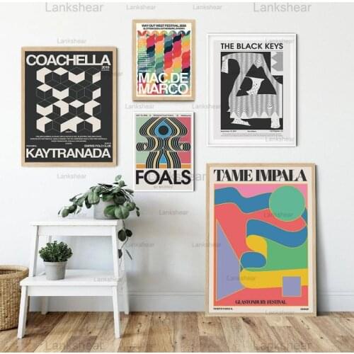 Tame Impala At Glastonbury Gig Poster The Black Keys Vintage Colorful Canvas Painting Wall Pictures for Living Room Home Decor