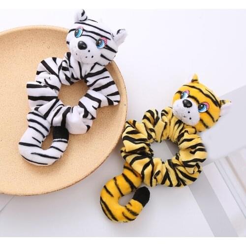 Cartoon Stripe Tiger Hair Ropes Elastic Hair Ties Hair Scrunchies Headwear Plush Hair Rope Cute Hair Accessories