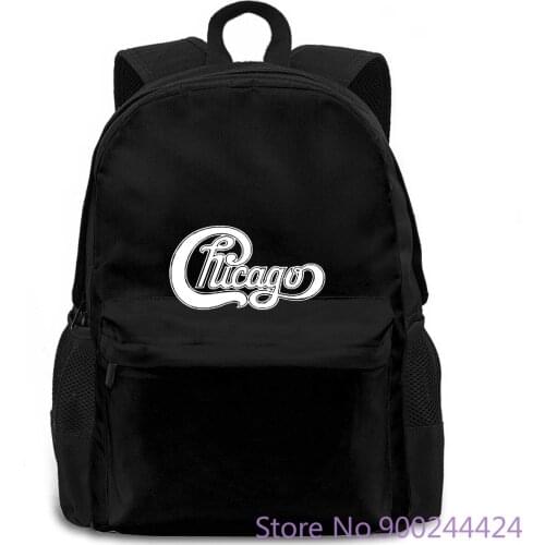 New CHICAGO Band Classic Logo Concert Tour Black To Unisex Simple women men backpack laptop travel school adult