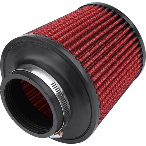 Universal Car Air Filter High Flow Car Modification Inlet Air Intake Round Cone Air Filters Red PU Cotton Gauze Mesh Filter