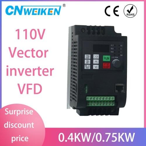 VFD Inverter VFD 0.4KW/0.75KW 110V IN and 110V 3P OUT Variable Frequency Inverter Drive Inverter free-shipping