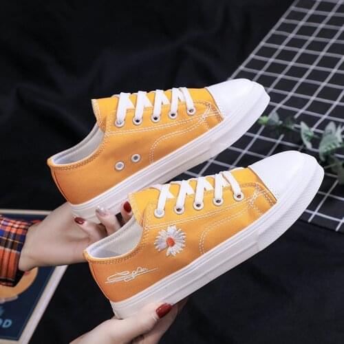Woman Sneakers Canvas with Lace-up Cute Girls White Shoes Spring New Female Casual Sneakers Platform Shoes Green
