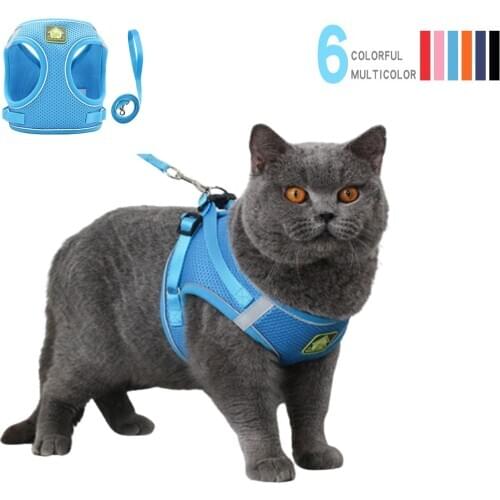 Cat Harness Vest Adjustable Soft Reflective Dog Harnesses Breathable Mesh Pet Dog Chest Strap Puppy Kitten Leads For Small Cats
