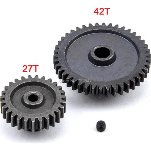 1:18 Metal Diff Main Gear 42T + Motor Gear 27T For 1/18 WLtoys Car A959-B A969-B A979-B K929-B RC Car Upgrade Parts